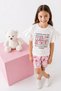 Girl's Printed T-Shirt and Patterned Shorts Set Relaxed Fit Casual Summer Combination - 3