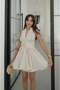 Stone Color Glittery Bedard Halter Neck Dress