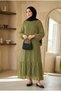 Women's Striped Chiffon Dress with Separate Inner Lining Layered Hijab Dress - 2