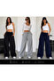 Triple Black Gray Navy Blue Women's Wide Leg Sweatpants