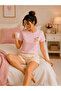 Women's Cherry Patterned Shorts Pajama Set Short Sleeve Comfortable Home Wear - 3