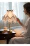 Ecru Velvet Covered Handmade Classic Model Gold Legged Vintage Lampshade 50X30 cm - 2