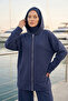 Dark Navy Blue Modal Fabric Hooded Zippered Hijab Plain Set 5400 - 2
