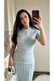 Women's Lined Glittery Stylish Dress with Button Detail - 2