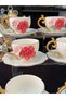 Porcelain Rose Embroidered Porcelain Coffee Cup Set for 6 People 90 ml - 6