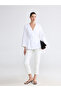 Gencc Quality Double-Breasted Collar Belted Women's 100% Linen Jacket - 3