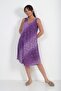 Women's Italian Cotton Collar Elastic Lined Leopard Zero Sleeve Midi Dress - 3