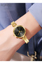 Women's Gold Bracelet Quartz Watch Round Black Dial Waterproof Retro Analog Wristwatch Gift for Women - 5