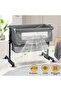 Adjustable Bedside Baby Sleeping Crib - Grey - 7