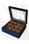 12-Piece Premium Watch Box, Nubuck Fabric Covered, Special Design with Glass, Accessory Organizer - 3