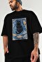 For the Sake of Cat 107 Front Cat Printed Black Oversize T-Shirt 100% Cotton Unisex Cat Lover Premium Design - 3