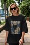 For the Love of Cats 6 Front Cat Printed Black Oversize T-Shirt 100% Cotton Unisex Cat Lover Premium Design - 5