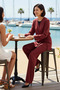 Women's Plus Size Double Breasted Collar Long Sleeve Modal Fabric Shirt Pants Set Relaxed Fit Casual - 3