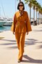 Women's Plus Size Shirt Collar Long Sleeve Gathered Waist Poplin Blouse Pants Set Casual Daily Stylish