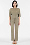 Women's Plus Size Short Sleeve Seersucker Textured Knitted Set Boat Neck Long Pants Relaxed Fit Casual - 4
