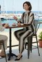 Women's Oversize Striped Woven Suit V-Neck Long Sleeve Loose Fit Casual Comfortable Daily Modern Stylish - 3