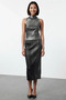Women's Sleeveless Turtleneck Ribbed Knitwear Blouse Midi Skirt Two-Piece Set L Size Daily Casual Modern - 4