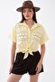 Women's Pocket Embroidered Short Shirt with Front Tie Detail 260558 - 4