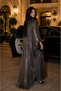 Anthracite sequin abaya hijab evening dress jumpsuit long coat kimono plus size compatible - 3