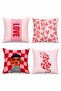 Pink Popart Patterned 4-Piece Throw Pillow Cover Set - 3
