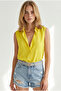 Women's Yellow Sleeveless Viscose Shirt Gml-19000631 - 2