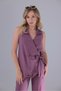 Tie-Fastened Double-Breasted Modal Tencel Fabric Blouse Shirt - 2