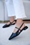 Noir Buckle Detail Women's Black Ballet Flats - 3