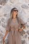 Mink Balloon Sleeve Tie-Down Blouse and Pants Set - 2