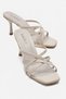 Beige Women's Thin Strap Heeled Slippers – Square Toe Stylish Casual Evening Dress Shoes