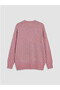 New Season Pink Crew Neck Floral Embroidered Women's Knitwear Tunic - 3