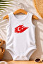 Noble Turkish Flag Printed Baby Bodysuit 100% Organic Cotton Bodysuit