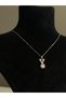 Pink Stone V Letter Women's Necklace