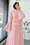 Premium Ruffle Detailed Siena Muslin Skirt Set - Pink - 8