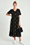 Embroidered Long Summer Viscose Dress Lnt0039 Black