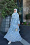 Blue Layered Chiffon Dress with Elastic Waist Skirt - 2