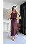 Women's Strappy Blouse Skirt Double Summer Skirt Set - 3