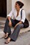 بنطلون بالازو بمظهر الكتان مع خصر مطاطي MY3535 - 3