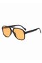 Classic Vintage Large Black Frame Yellow Lens Retro Aviator Sunglasses Fashion UV400 Protection Sun Glasses for Women Men - 7
