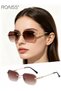Womens Rectangular Rimless Sunglasses UV400 Protection Fashion Anti-Glare Sun Glasses with Metal Frame and Gradient Brown Lens with Glasses Case 56mm