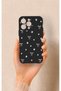 حافظة سيليكون متوافقة مع هاتف iPhone 14 Pro Max ذات نمط فيونك أسود صغير