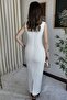 Square Neckline, Straps and Slit Maxiboy Evening Dress - 5