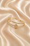 Gold Color Square Stone Zircon Detailed Open Cuff Women's Bracelet - 2
