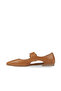 Tan Leather Women's Flat Shoes - 4