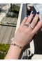 White Enamel Adjustable Colored Stone Ring - 3