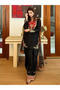 Black Maska Cotton Embroidered Kurta Palazzo Set - HRT8185 | Black - 2