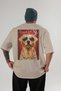 For Dog Lovers 51 Back Dog Print Beige Oversize T-Shirt 100% Cotton Unisex Dog Lover Premium Design - 2