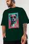 For Dog Lovers 46 Front Dog Printed Green Oversize T-Shirt 100% Cotton Unisex Dog Lover Premium Design - 3