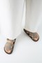 Borde Women's Genuine Leather Scarf and Buckle Nubuck Gray Slippers - 7