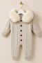 Soft Textured Hooded Cream Baby Knitwear Jumpsuit - 2