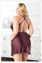 Women's Plus Size Patterned Satin Nightgown - Red Lace Plus Size Nightgown - 2